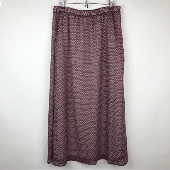 GAP Maxi Skirt Dark Maroon White Pattern w/ lining - Picture 6 of 11